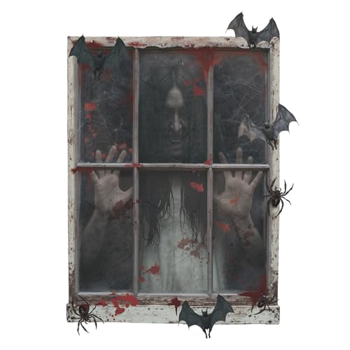 TOARTi 3D Happy Halloween Wall Decal (84x60cm) Scary Ghost Bat Stickers Horror Themed Party Decal Halloween Bloody Wall Stickers Spooky Zombie Clings for Haunted House Party Bathroom Decoration