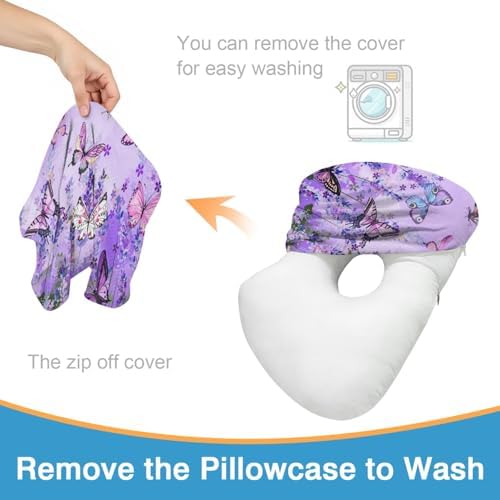 Ear Piercing Pillow for Side Sleepers with Washable Cover Pillows with Holes for Ear Pain,Donut Pillow for Adults CNH Ear Pain Relief Pressure Sores Ear Pillow with Hole in Center