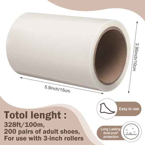 Maitys 2 Pack Floor Protection Film Refill Rolls for Shoe Cover Dispenser 328ft Disposable Shoe Film Transparent Adhesive PE Slip-resistant Dispenser Disposable for Automatic 400 Uses, Fits All Sizes