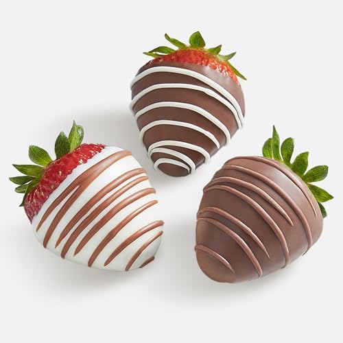 Shari’s Berries Gourmet Drizzled Strawberries | Chocolate Covered Strawberry Gift Box | Ideal for Mother's Day, Anniversary, Birthdays, Congratulations, or Saying Thank You (Half Dozen, 6 Berries)