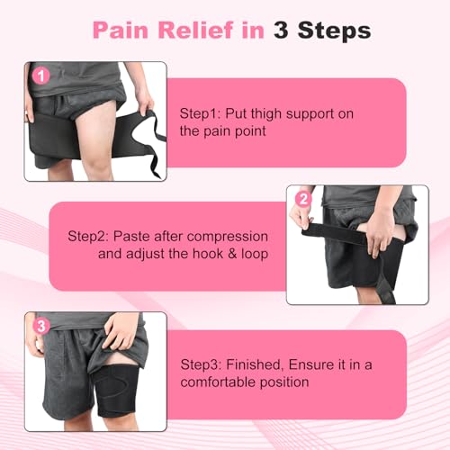 supregear Adjustable Thigh Brace - Hamstring Quad Wrap - Compression Sleeve Support for Pulled Groin Muscle, Sprains, Quadricep, Tendinitis, Sciatica Pain and Sports Recovery - Men, Women