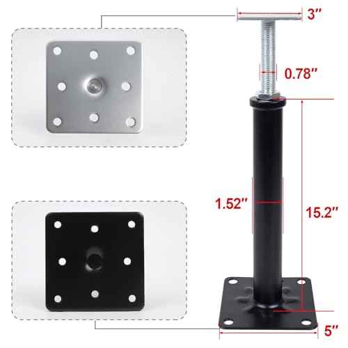 4 Pack Adjustable House Floor Jacks ? 16"-20" Heavy Duty House Jacks for Leveling, Steel Support Posts for Beams, Decks, Crawl Spaces, Basements-Black