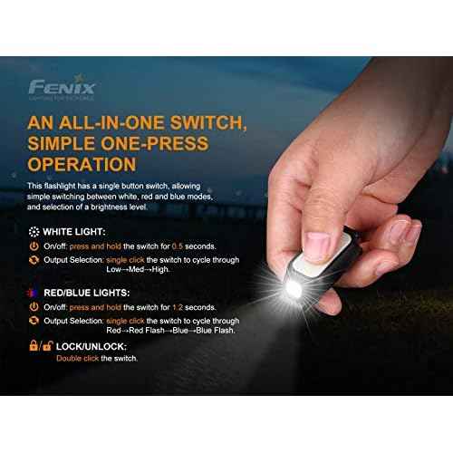 EdisonBright Fenix Mini-LITE 150 Lumen Rechargeable LED EDC Flashlight/Keychain/Jogging/Cycling Light/Safety Light with EBR USB-C Charging Cable
