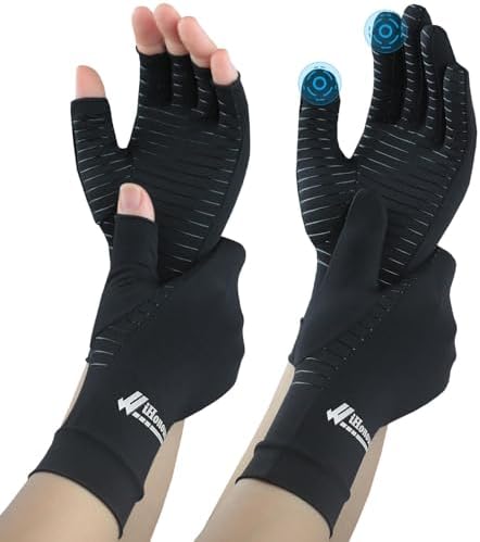 Big Mango 2 Pairs Pack Copper Arthritis Gloves, Compression Gloves for Women Men Relieve Pain from Rheumatoid Arthritis, Carpal Tunnel, Swelling, Everyday Hands Support (Open Finger + Full Finger, XL)