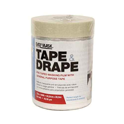 Easy Mask Tape & Drape Pre-Tape Masking Film with General Purpose Tape, 22-Inch x 100-Feet