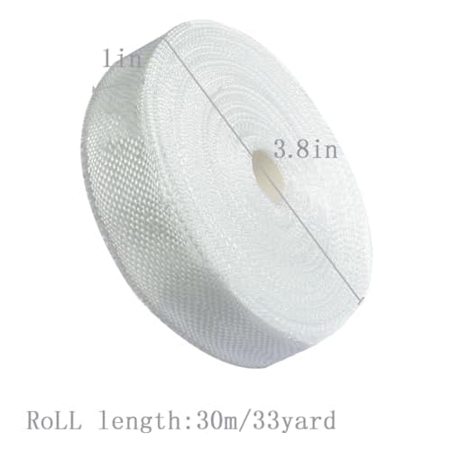 Fiberglass Cloth Tape | 6 oz | Glass Fiber Mesh Joint Tape ??Repair and Reinforcement Heat Insulation E-Glass Size 1 inches Wide, 33 Yards (2.5cm x 30m