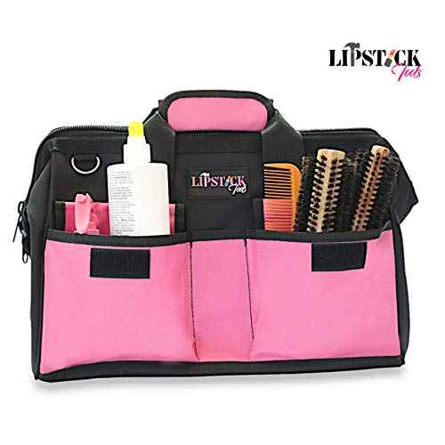 18-Inch Multi-Purpose Zip-Top Pink Storage Wide Mouth Tool Bag Organizer. Great for Home Improvement/Contractors Tools. Heavy Duty Storage Pockets and Shoulder Strap.