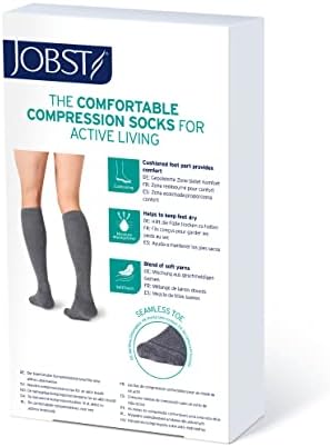 JOBST Activewear 20-30 mmHg Knee High Compression Socks, Large, Cool White