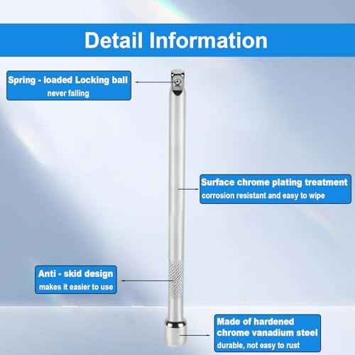3/8 Inch Drive Extension Bar Set, Socket Extension Set Include 3, 6, and 10 Inch Extensions and 3/8 Inch Drive Universal Joint Sockets, 4 Piece Set