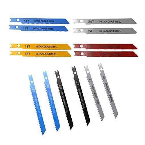 14PCS U-Shank Jigsaw Blades Jig Assortment for Wood Metal Plastic PVC Cutting Jig Saw Blade Set 6T, 8T, 10T, 14T, 18T, 24T, 32T