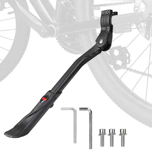 Bike Kickstand for 24-29 Inch Adult Bicycle, Adjustable Aluminum Bicycle Kickstand, Kick Stand for Mountain/Road/E-Bike Black