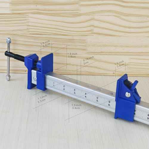 FEIRONG 48 Inch Heavy Duty Bar Clamps (2 Pack) - Dual-Scale Ruler (Inch & CM), 330LB Capacity, 90¡Æ Angled Jaws for Cabinet Making, Door Assembly, Professional Woodworking (Blue)