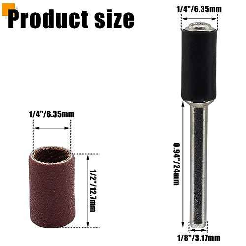 120 PCS 1/4 Inch Sanding Sleeves 120 Grit Sanding Drum and Sleeves Set Oxide Sandpaper Sanding Drum Sanding Bands