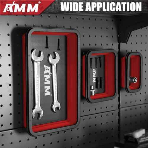 AMM Foldable Magnetic Parts Tray Set, 3 Different Size Magnetic Tool Trays for Bolts Screws Nuts & Small Metal Parts, Mechanic Tool Present for Men£¬Red