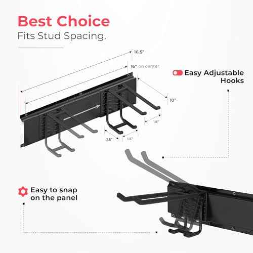 Garage Wall Organizer | 32" Heavy-Duty Tool Storage Rack | Adjustable Double-Layer Hooks | 200 lbs Capacity | Carbon Steel Wall Mount Holder for Shovels, Rakes, Ladders & Power Tools