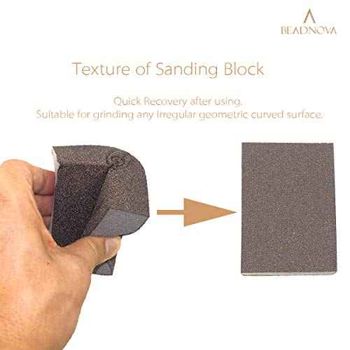 BEADNOVA Sanding Block Sandpaper Block Coarse/Medium/Fine/Superfine Assorted Dry Wet Sanding Sponge (Pack of 8, 4 Grit)