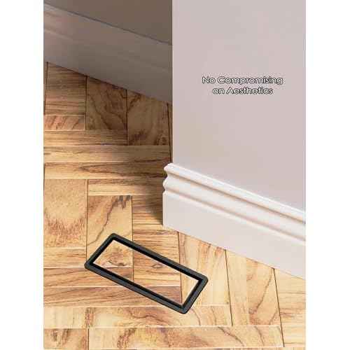 4x10 Floor Register, Heavy Duty Steel, 50% Higher Ventilation Performance Than Others, Sandtex Black Finish, Sleek Modern Design, Fits Tile Wood Inserts, Floor Vent Covers for Home Floor