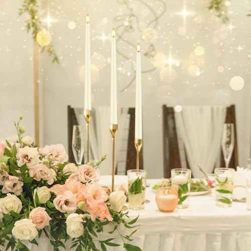 32 Pcs Flameless Taper Candles with Remote Timer, 11 inches Flickering Taper Candles Battery Operated, Ivory Plastic Long LED Candlesticks for Wedding Christmas Home Party Decor