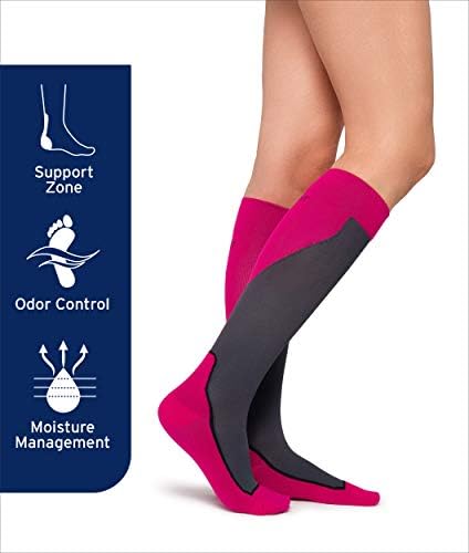 JOBST 7528902 Sport Compression Sock, Knee High, 15-20mmHg, White/Grey, Large