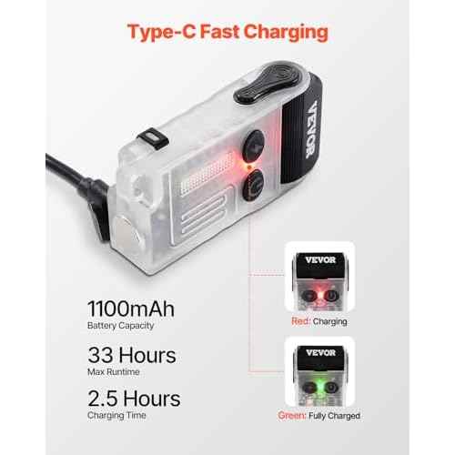 VEVOR Rechargeable Keychain Flashlight, Mini LED Flashlight with 13 Lighting Modes, Portable Pocket Flashlight with Clip, Magnetic Tail & 180¡Æ Rotating Head for Everyday Carry, Camping, Emergencies