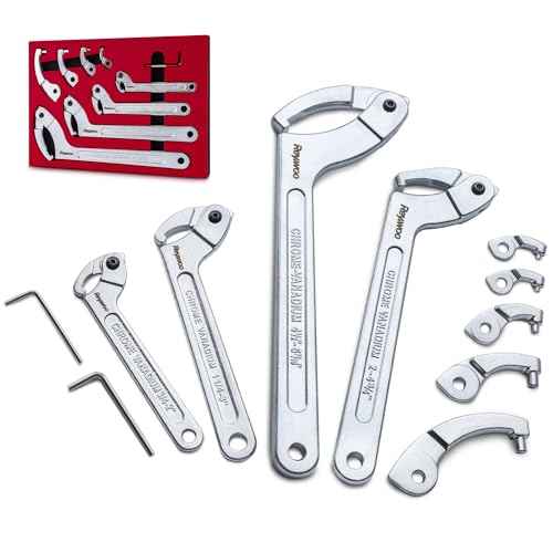 Spanner Wrench Set with Changeable Heads, 11 Pcs Adjustable Spanner Wrench Tool for Hydraulic Ram Cylinder, Mechanical Machine, Equipments Vehicles