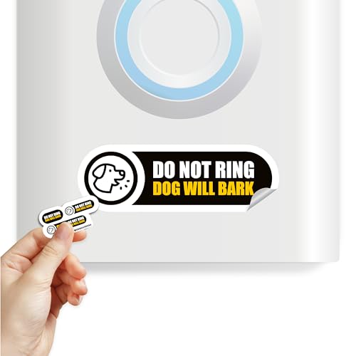 Tiny Do Not Ring Dog Will Bark Sticker | 3 Sizes Dog Will Bark Stickers | Do Not Ring Sticker for Doorbell | Tiny Size Perfect for Video Doorbell | Matte Black Waterproof Vinyl Sign