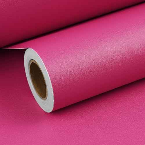ReWallpaper Fuschia Pink Wallpaper Stick and Peel for Bedroom Girls Kids Room Bathroom Adhesive Dark Pink Contact Paper for Desk Dresser Cabinets Kitchen Appliances Magenta Vinyl Wrap 17.7inx6.5ft