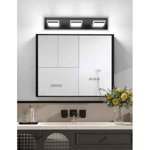 VOLISUN Modern Bathroom Vanity Light Fixtures (3-Light, 24-Inch), Matte Black LED Bathroom Lighting Fixtures Over Mirror, 360¡ÆRotable Head, LED Vanity Lights for Bathrooms (Cool White 6000K)