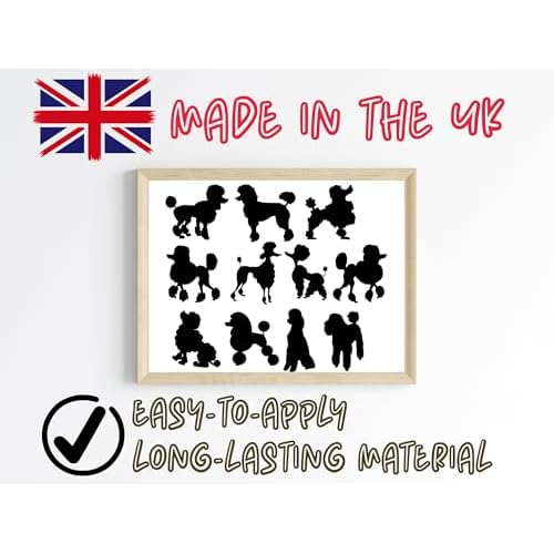 Pet Dog Poodle Silhouette 11 Cute Stickers Pack - Dog Lover Gifts - Car Bumper Sticker - Light Switch Sticker - Wall Decal - Scrapbook Stickers (Black, Extra Small Pack)