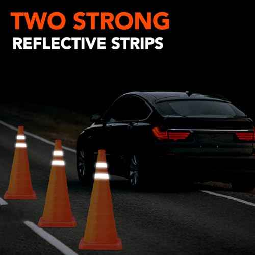 [4 Pack]28 Inch Collapsible Traffic Safety Cones - Parking Cones with Reflective Collars, Orange Safety Cones for Parking lot, Driveway, Driving Training etc
