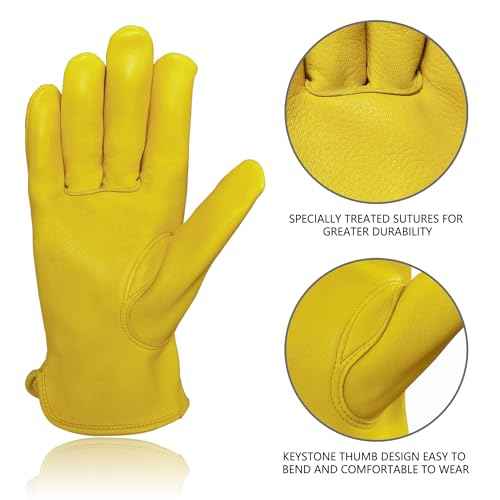 General Work Gloves, Deerskin Construction Gloves,Soft, Improved Dexterity