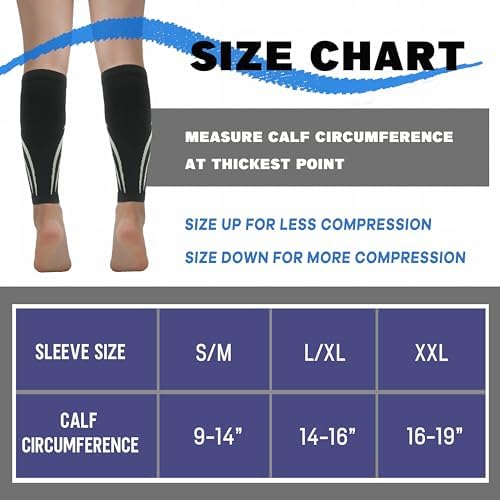 Calf Compression Sleeve for Men & Women 20-30 mmHg, Leg compression Sleeve, Footless Compression Socks (1 or 2Pair)