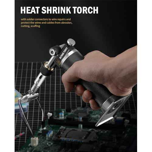 RAVS 15-piece Butane Torch Kitwith 100 pcs Heat Shrink Wire Connectors, Cordless Butane Soldering Iron Kit, Multi-Function Brazing Torch Kit without Butane Fuel