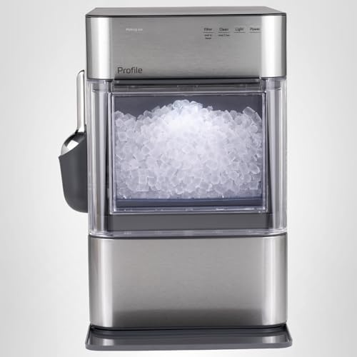 GE Profile Opal 2.0 Ultra Nugget Ice Maker with Scale Inhibiting Filter, Scoop Included, 38 lbs in 24 Hours, Pellet Ice Machine with WiFi & Smart Connected, Stainless Steel