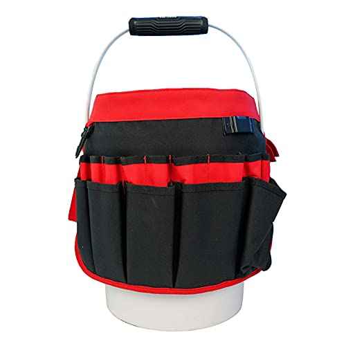 MELOTOUGH Bucket Tool Organizer With 35 Pockets Fits to 3.5-5 Gallon Bucket (Red)