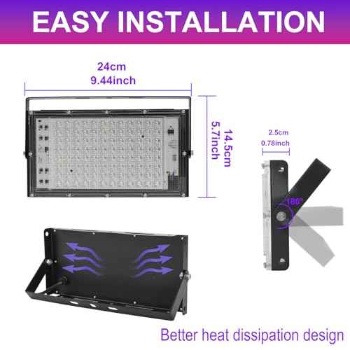 100W LED Black Lights for Glow Party - Waygor UV Blacklight Floodlight 395nm BlackLights Spotlight Purple Black Light Flood Light Fluorescent UV Lights Lamp for Halloween Decor (4 Pack)