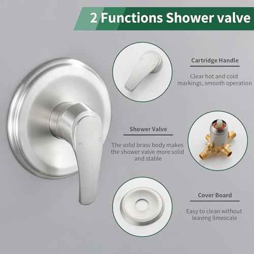 Wall Mount Rough-In Valve Shower Valves Shower Faucet Bathroom Trim Kit Single Handle Tub Shower Valve Mixer Brushed Nickel