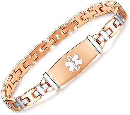 Fashion Lady Stainless steel Medical Alert id Bracelets with Free Engraving