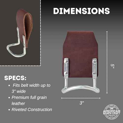 Hammer Holder for Belt - Hammer Holster Loop Bracket - Fits Belts Up to 3" Wide - Made in USA - American Bench Craft