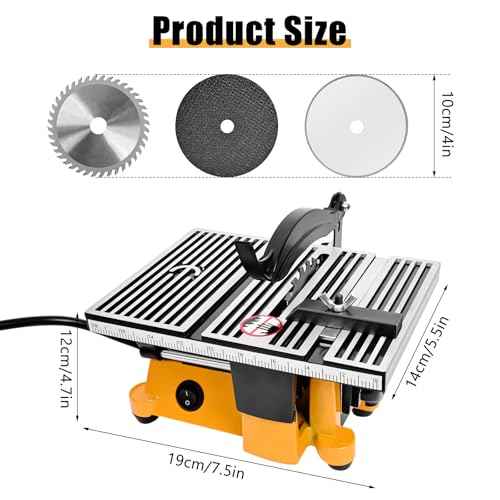 4" Mini Table Saw, 60W 110V Portable Miter Saw Table Saw Bench Electric Cutting Machine for DIY Handmade Woodworking Crafts, with 3 Blades