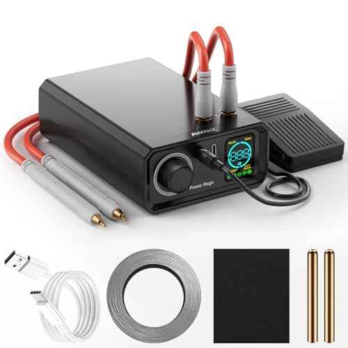 9000W Battery Spot Welder, Rotary Knob Operation 100 Gears Adjustable Foot Pedal Operated, 0.1-0.3mm Spot Welder with Dual Pulse Output, Portable Spot Welder for Making DIY Battery Packs (UK1)
