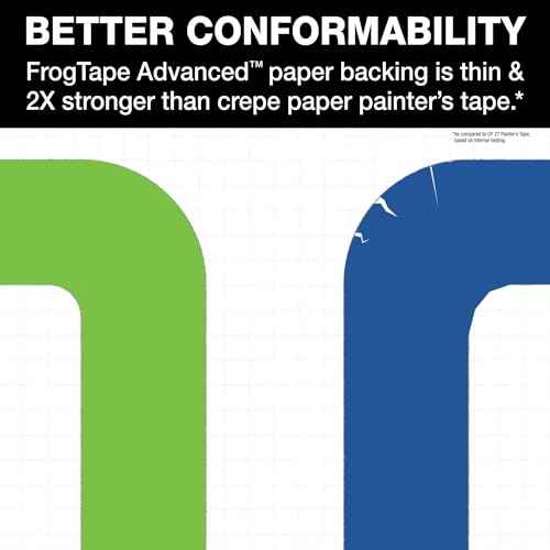 FrogTape Advanced Painters Tape, 1.5 Inch Wide (1.41-Inch x 45-Yard) Multi-Surface Tape with PAINTBLOCK, Conforms Around Curves & Contours, Tear-Free Removability, 1 Roll, Green