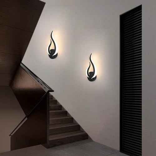 Modern Wall Sconce Set of 2, Wall Light Hardwired with 2.4G Remote Control, 10W LED Black Wall Mounted Lights, 3000K-6000K Dimmable, LED Wall Lights for Living Room Bedroom Hallway Bedside