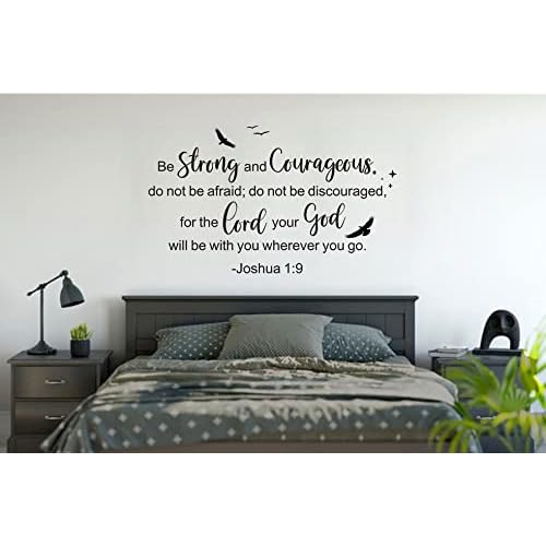 Joshua 1:9 Christian Scripture Wall Decals,Be Strong and Courageous Bible Verse Religious Inspirational Quotes Bird Decor Vinyl Removable Wall Stickers for Kid¡¯s Room Home School Church