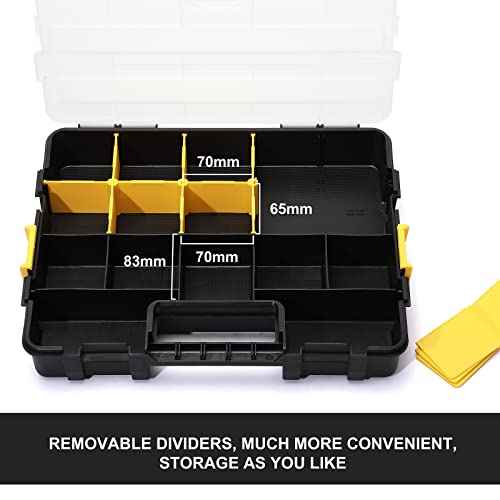 Mayouko Stackable Plastic Toolbox Organizer, Interlocking Small Parts Organizer, Compartment Toolbox for Screw,Nail,Hardware, 2PCS