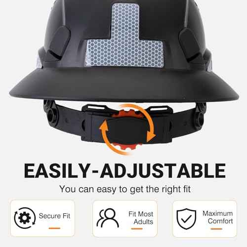 Full Brim Hard Hat Construction OSHA Approved Vented Hard Hat Cascos De Construccion Adjustable Cool Vent Work Safety Helmet for Men and Women