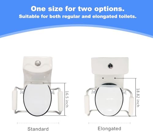 Toilet Seat Risers for Seniors,Adjustable Anti-Silp Handles & Thickened Cushion,Handicap Elevated Toilet Seat with Handles Over Toilet, Adjustable Height & Width,300 lbs, Black