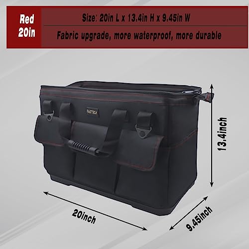 FASTECH 20-inch Heavy Duty Bottom Tools Bag with Wide Mouth for Tool Storage, Carrier and Organizer, Tool Bag for Men, Wide Mouth Tool Bags with Inside Pockets (20 Inch)