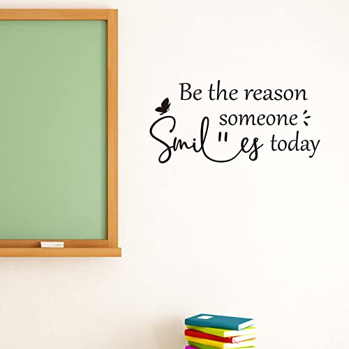 Vancetyno Be The Reason Someone Smiles Today Vinyl Wall Decal Inspirational Quote Wall Art Decal for Office Living Room Bedroom Nursery Classroom Home Decor