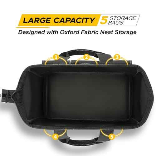 Tool Bags 12 Inch, Oxford Fabric Storage Bags with Large Capacity, 3-Pack, Green and Black